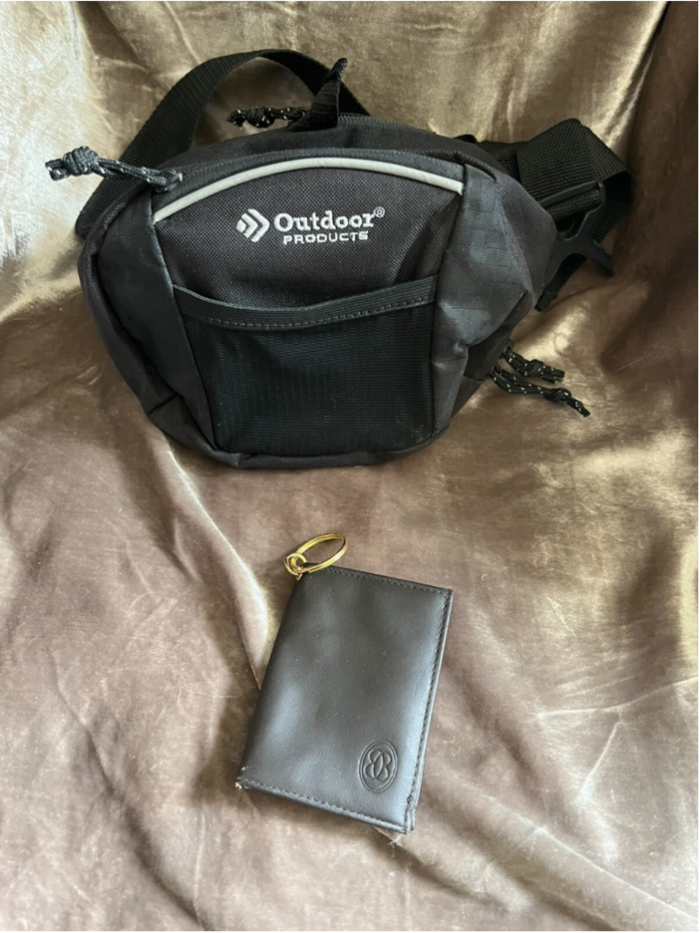 Outdoor Products Fanny Pack Black Waistpack Bag Carrier Hiking Walking W/ EXTRA
